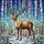 Nature Art Lovers' Intricate Stained Glass Reindeer Winter Forest Mosaic Deep Blue Teal Golden Antlers Stained Glass Suncatcher - 7