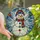 Winter Art Lovers' Glowing Stained Glass Snowman Ice Crystal Mosaic Pattern Stained Glass Suncatcher - 1