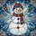 Winter Art Lovers' Glowing Stained Glass Snowman Ice Crystal Mosaic Pattern Stained Glass Suncatcher - 7