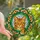 Cat Lovers' Vibrant Stained Glass Orange Tabby Cat Emerald Green Mosaic Jewel Tone Art Stained Glass Suncatcher - 1