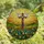 Spiritual Art Lovers' Vibrant Tiffany Stained Glass Cross Doves Sunburst Meadow Stained Glass Suncatcher - 6HXKkFRhof