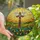 Spiritual Art Lovers' Vibrant Tiffany Stained Glass Cross Doves Sunburst Meadow Stained Glass Suncatcher - rsgpg_gBTU