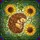 Nature Lovers' Whimsical Stained Glass Hedgehog Sunflower Botanical Mosaic Orange Yellow Green Jewel Tones Stained Glass Suncatcher - 7