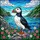 Bird Lovers' Vibrant Tiffany Style Atlantic Puffin Coastal Wildflower Mosaic Stained Glass Suncatcher - 7
