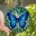 Nature Lovers' Tiffany Stained Glass Morpho Butterfly Electric Blue Cobalt Aqua Jewel Tones Intricate Mosaic Pattern Stained Glass Suncatcher - 1
