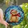 Holiday Enthusiasts' Cute Smiling Teddy Bear Stained Glass Mosaic with Multi-Colored Christmas Lights and Frosted Winter Sky Stained Glass Suncatcher - J6k1e_l94G