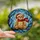 Holiday Enthusiasts' Cute Smiling Teddy Bear Stained Glass Mosaic with Multi-Colored Christmas Lights and Frosted Winter Sky Stained Glass Suncatcher - mL4KNOuNoq