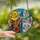 Cat Lovers' Intricate Stained Glass Jewel Tone Yellow Orange Lavender Cats Peeking Urban Mosaic Stained Glass Suncatcher - 2