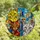 Cat Lovers' Intricate Stained Glass Jewel Tone Yellow Orange Lavender Cats Peeking Urban Mosaic Stained Glass Suncatcher - 4