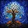 Halloween Mystics' Tiffany Style Gnarled Tree, Luminous Blue Canopy, Glowing Jack-O-Lanterns, Celestial Mosaic Stained Glass Suncatcher - 7