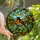 Stained Glass Art Admirers' Vibrant Orange Oriole Bird Tiffany Style Ruby Red Berries Golden Leaves Sky Blue Foliage Mosaic Stained Glass Suncatcher - 1