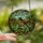 Stained Glass Art Admirers' Vibrant Orange Oriole Bird Tiffany Style Ruby Red Berries Golden Leaves Sky Blue Foliage Mosaic Stained Glass Suncatcher - 2