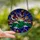 Nature Lovers' Emerald Gold Pink Stained Glass Mountain Peaks Celestial Mosaic Pattern Stained Glass Suncatcher - 2