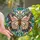 Nature Lovers' Tiffany Stained Glass Butterfly Jewel Mosaic, Sky Blue Peach Emerald Amber Gems Stained Glass Suncatcher - ZtjUPGUuzo
