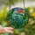 Nature Lovers' Vibrant Teal Orange Emerald Stained Glass Kingfisher Tropical Mosaic Art Stained Glass Suncatcher - 2