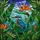 Nature Lovers' Vibrant Teal Orange Emerald Stained Glass Kingfisher Tropical Mosaic Art Stained Glass Suncatcher - 7