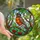 Nature Lovers' Intricate Tiffany Stained Glass American Robin Forest Mosaic Jewel Tones Stained Glass Suncatcher - 1
