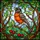 Nature Lovers' Intricate Tiffany Stained Glass American Robin Forest Mosaic Jewel Tones Stained Glass Suncatcher - 7