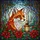 Art Lovers' Tiffany Stained Glass Fox Winter Forest Poinsettia Amber Red Jewel Tone Design Stained Glass Suncatcher - 7