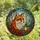 Art Lovers' Tiffany Stained Glass Fox Winter Forest Poinsettia Amber Red Jewel Tone Design Stained Glass Suncatcher - 4