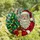 Christmas Enthusiasts Winking Santa Stained Glass Art with Festive Tree, Golden Gift Box, Jewel Tone Red Green Gold Blue Stained Glass Suncatcher - CIWCn1MmLd