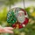 Christmas Enthusiasts Winking Santa Stained Glass Art with Festive Tree, Golden Gift Box, Jewel Tone Red Green Gold Blue Stained Glass Suncatcher - V9-aW-XASJ