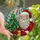 Christmas Enthusiasts Winking Santa Stained Glass Art with Festive Tree, Golden Gift Box, Jewel Tone Red Green Gold Blue Stained Glass Suncatcher - bqot3HtKzf