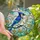 Nature Lovers' Detailed Blue Jay Tiffany Stained Glass Mosaic Vibrant Blue Amber Yellow Stained Glass Suncatcher - 1