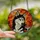 Husky Lovers' Jewel Tone Stained Glass Black White Husky Dog Autumn Foliage Mushroom Art Stained Glass Suncatcher - 2