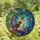 Cat Lovers' Intricate Tiffany Stained Glass Calico Cat Crescent Moon Jewel Tone Teal Purple Amber Edge-to-Edge Mosaic Stained Glass Suncatcher - k5PA7r9bvL