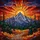 Nature Lovers' Dramatic Stained Glass Mountain Sunset Luminous Moon Jagged Peaks Evergreen Forest Fiery Tones Stained Glass Suncatcher - 7