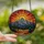 Nature Lovers' Dramatic Stained Glass Mountain Sunset Luminous Moon Jagged Peaks Evergreen Forest Fiery Tones Stained Glass Suncatcher - 2