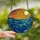 Art Lovers' Tiffany Stained Glass Radiant Sun Ocean Mosaic Vibrant Yellow Orange Teal Blue Purple Stained Glass Suncatcher - 2