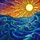 Art Lovers' Tiffany Stained Glass Radiant Sun Ocean Mosaic Vibrant Yellow Orange Teal Blue Purple Stained Glass Suncatcher - 7