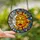 Art & Design Lovers' Tiffany Stained Glass Sun Moon Face Duality Mosaic White Orange Gold Blue Teal Jewel Tones Stained Glass Suncatcher - 2
