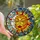 Art & Design Lovers' Tiffany Stained Glass Sun Moon Face Duality Mosaic White Orange Gold Blue Teal Jewel Tones Stained Glass Suncatcher - 1