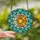 Art Lovers' Glowing Orange Teal Blue Yellow Sun Moon Stained Glass Mosaic Pattern Stained Glass Suncatcher - 2