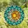 Art Lovers' Glowing Orange Teal Blue Yellow Sun Moon Stained Glass Mosaic Pattern Stained Glass Suncatcher - 4