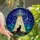 Sci-Fi Cat Lovers' Tiffany Stained Glass UFO Abduction Black Cat Cosmic Night Sky Jewel Tones Stained Glass Suncatcher - JLijIau-z9