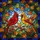 Nature Lovers' Vibrant Tiffany Stained Glass Cardinals Autumn Mosaic Red Blue Green Purple Stained Glass Suncatcher - 7