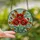 Botanical Art Lovers' Glowing Stained Glass Poppies Floral Teal Red Blue Mosaic Stained Glass Suncatcher - 2