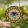 Mystic Art Lovers' Stained Glass Eye of Horus Geometric Mosaic Sunburst Deep Blue Purple Stained Glass Suncatcher - SEGvoVnbmq