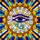 Mystic Art Lovers' Stained Glass Eye of Horus Geometric Mosaic Sunburst Deep Blue Purple Stained Glass Suncatcher - 7