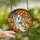 Autumn Art Lovers' Whimsical Stained Glass Ghost Orange Umbrella Autumn Leaf Raindrop Mosaic Jewel Tones Stained Glass Suncatcher - 2
