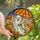 Autumn Art Lovers' Whimsical Stained Glass Ghost Orange Umbrella Autumn Leaf Raindrop Mosaic Jewel Tones Stained Glass Suncatcher - 1
