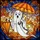 Autumn Art Lovers' Whimsical Stained Glass Ghost Orange Umbrella Autumn Leaf Raindrop Mosaic Jewel Tones Stained Glass Suncatcher - 7