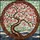 Art Enthusiasts' Intricate Stained Glass Cherry Blossom Floral Mosaic Coral Pink & Slate Blue Design Stained Glass Suncatcher - 7