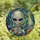 Sci-Fi & Alien Enthusiasts' Vibrant Tiffany Stained Glass Grey Alien UFO Cosmic Jewel Tone Mosaic Stained Glass Suncatcher - yvARXsk1Ff