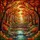 Autumn Enthusiasts' Intricate Tiffany Stained Glass Autumn Forest Swing Bench Scenic Mosaic, Vivid Orange Red Jewel Tones Stained Glass Suncatcher - 7