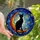 Cat Lovers' Tiffany Style Black Cat Crescent Moon Indigo Starry Night Stained Glass Mosaic Stained Glass Suncatcher - J_axbS3kNG